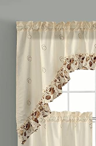 Jody Clarke 3PC Kitchen Window Curtain Set Printed Design,Set Includes 2 Tiers and 1 Valance Available in Multiple Designs ( CAFÉ )