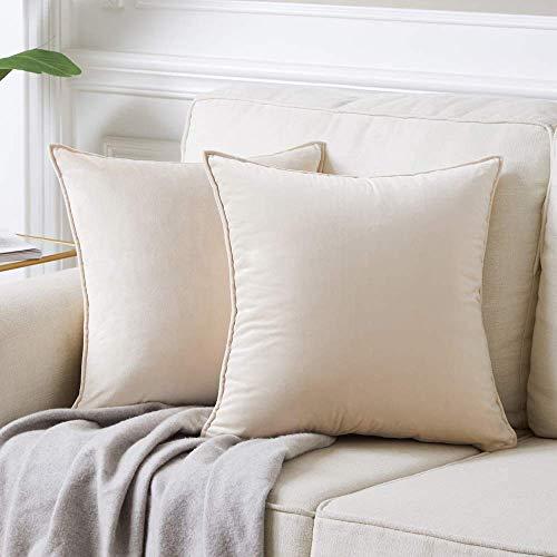 DAOXU Funda de cojín de Terciopelo para Ropa de Cama, Paquete de 2, Funda de Almohada Decorativa para sofá y Funda de sofá (Beige, 40x40cm(2pcs)) Cover