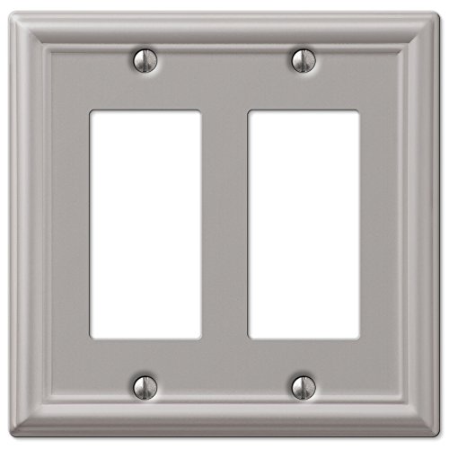 Image of Amerelle 149RRBN Chelsea Wall Plate, Double Rocker-GFCI, Brushed Nickel
