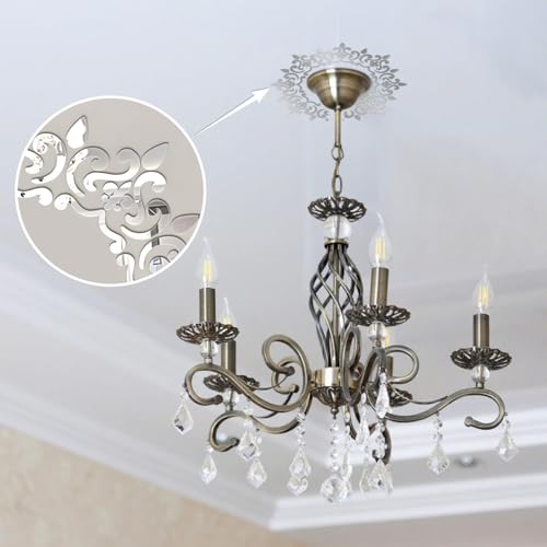 Image of INCREWAY 1Set Mirror Wall Stickers Decor Acrylic 3D Flower Decorative Mirrors Stickers Removable Wall Art Decals for Home Living Room Bathroom