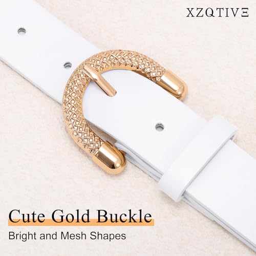 XZQTIVE Women's Leather Belts for Jeans Dresses Pants Fashion Gold Buckle Ladies Waist Belt2