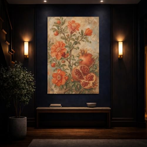Tableau nature grenadier oranger pour décoration murale salon vertical - 4