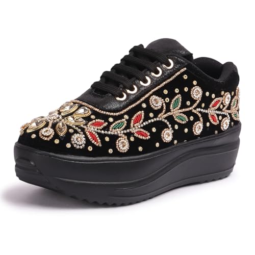 Image of Vendoz Women Hand Embroidery Wedding Party Bridal Sneakers 4032