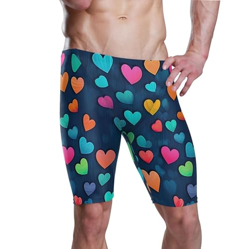 UMIRIKO Valentine's Day Heart Men's Swimsuit Swim Jammers L B0401254