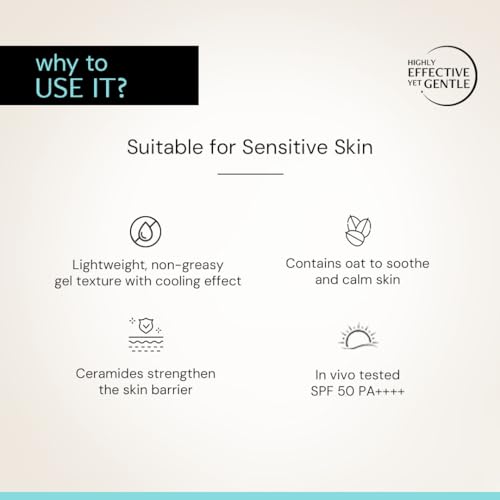Image of Deconstruct Oats & Ceramide Gel Sunscreen SPF 50 PA++++ |In Vivo| Barrier Repair for Sensitive & Oily skin | Soothes, Calms Skin | New Gen UV Filters |Lightweight & Non-greasy | For Men & Women - 50g