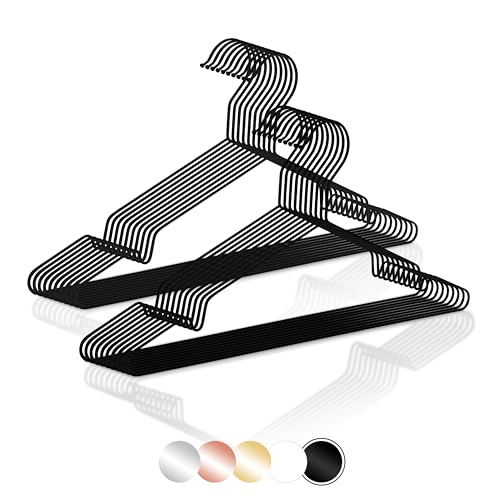 ROW&LINE® – Kleiderbügel Metall (42 cm) – 20 Stück (schwarz matt)...