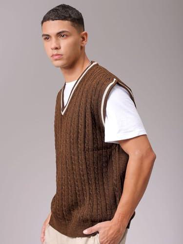 Image of The Indian Garage Co Men Oversized Sleeveless Textured Sweater