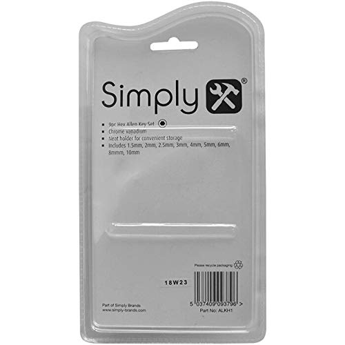 Simply Tools ALKH1 9 Piece Hex Allen Key Set Varied Sizes Chrome Vanadium Steel, Red - Image 3