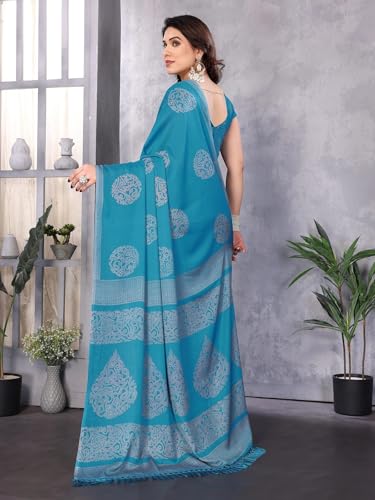 Image of Amazon Brand - Tavasya Womens Blocked Printed Daily Wear Chiffon Georgette Saree With Blouse With Blouse