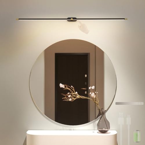 Lámpara de Pared LED con Espejo Frontal, Funciona con Pilas, Control táctil, atenuación, Aplique de Pared, Recargable por USB, iluminación de Pared, Tira Larga para Diana, maquil
