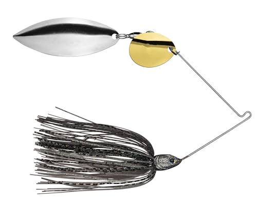 Strike King Tour Grade Spinnerbait Fishing Lure, 3/8-Ounce, 4/0 Single Gamakatsu Hook, Weight Forward Head Design, Silver and Gold Colorado/Willow Leaf Blades