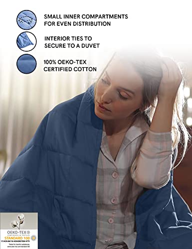 YnM Weighted Blanket,Heavy 100 Percent Oeko-Tex Certified Cotton Material, Bed Blanket for One Person of 240lbs, Ideal for Queen/King Bed (60x80 Inches, 25 Pounds, Monaco Blue)