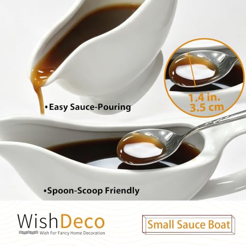 WishDeco White Gravy Boat 6.8 oz Ceramic Gravy Jug - Image 6