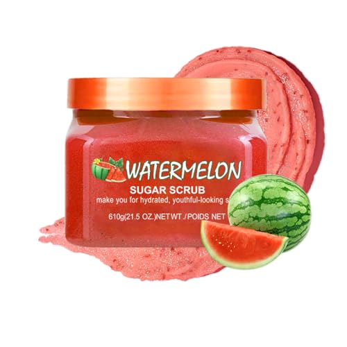 Exfoliating Body Scrub - Sugar Scrub for Women – Spa Quality Exfoliator with Watermelon Extract - Remove Acne Marks, Moisturizer - Anti Oxidation Body Care, UV Defence & Glowing Skin Self Care