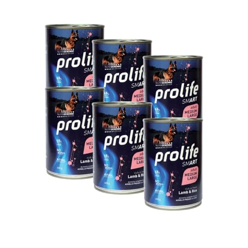 PROLIFE UMIDO CANE 6X400GR ADULT AGNELLO & RISO SMART MEDIUM/LARGE - confezione risparmio da 6 lattine