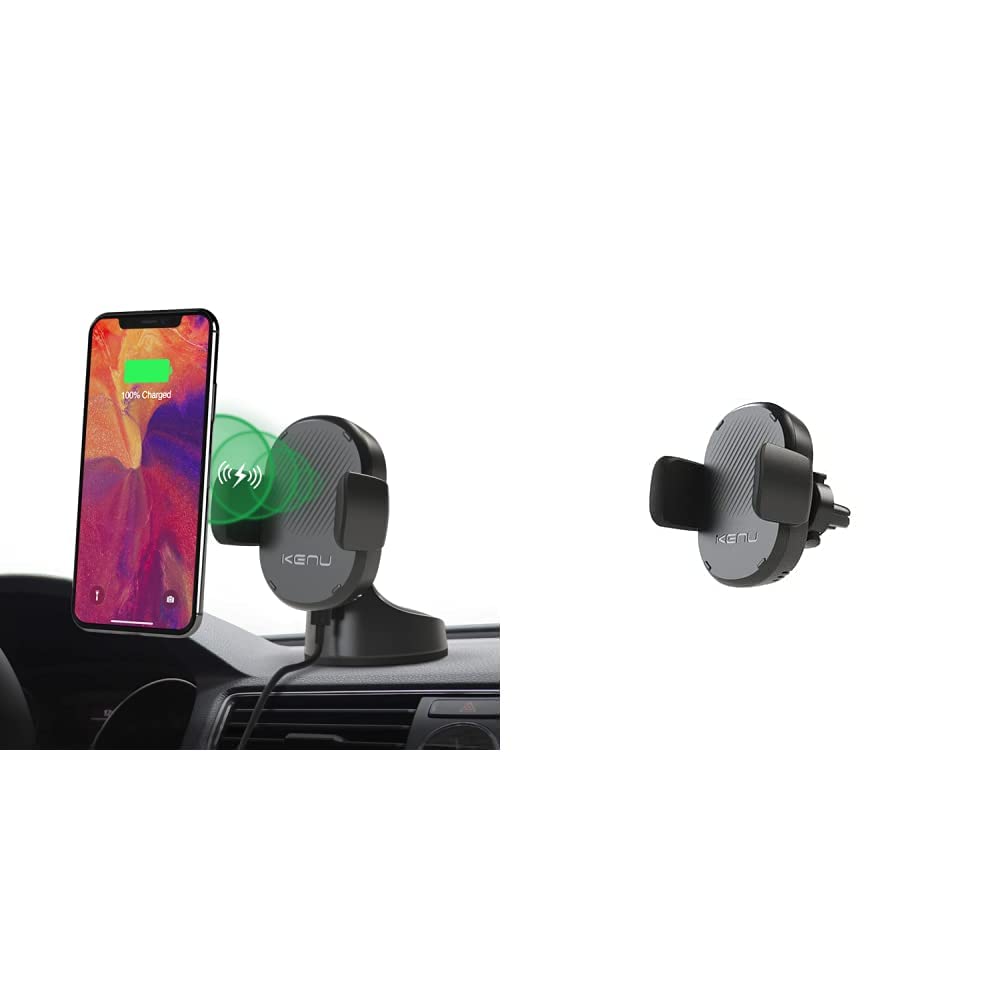 Kenu Airbase Car Phone Mount Wireless Charger - Windshield Dashboard- Suction Cup and 360 Degree Pivot Kenu Airframe