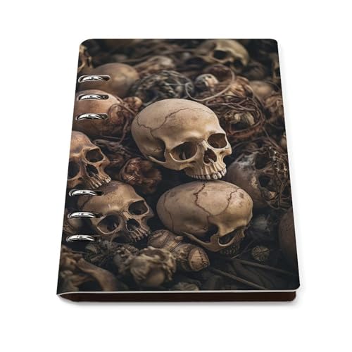 Carnet tête de mort A5 en cuir chic et rechargeable pour vos écrits
