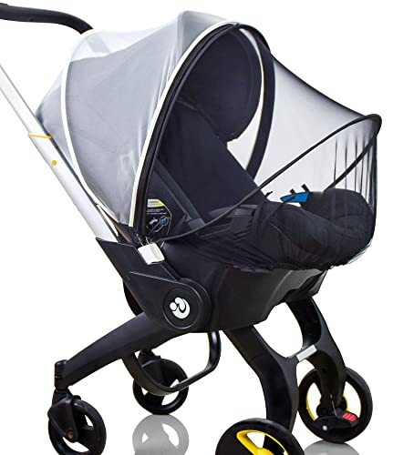 Image of Sysmie Car Seat Mosquito Net Cover, Mosquito Net for Stroller, Sun Shade for Strollers Easy to Open and ClosDouble Zipper Design, Easy Use for Strollers, Car seat,Bassinet,Cradle (Black/White)