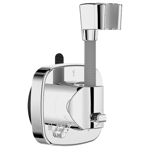 Scettar Support Pommeau de Douche, Support de Douche Réglable Rotatif à 360°,Réutilisable Accroche Pommeau de Douche avec Socle à ventouse, Argent