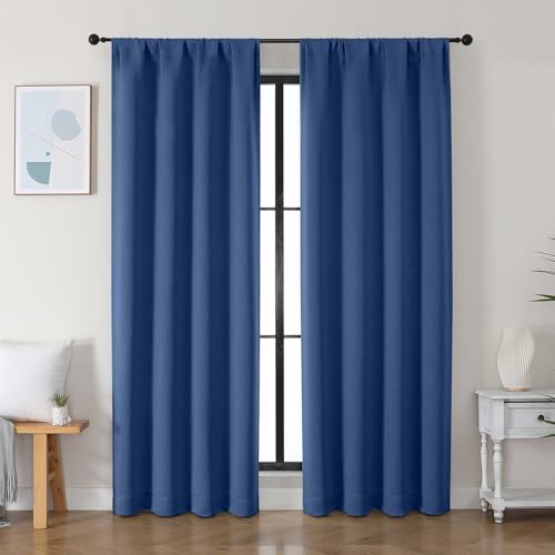Image of Simplebrand Ava Royal Blue Blackout Curtains for Bedroom 84 Inch Length 2 Panels Set, Solid Thermal Insulated Privacy Nursery Window Treatment Curtains Blackout Drapes, W40 x L84 Inch, Royal Blue