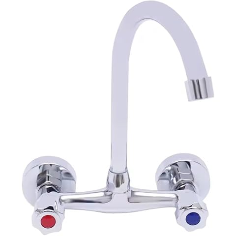 CukAid Bathroom Faucets Stainless Steel Bathroom Faucet Mixer Sink Tap Wash Basin Matte Black Gold Hot and Cold Water Wall Mount Spout Bath with Handle Cover