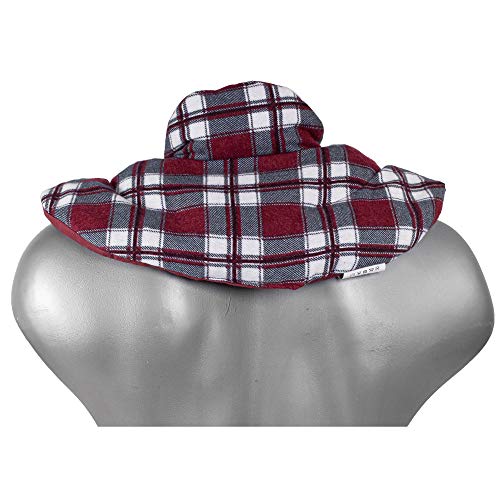 Nackenhörnchen mit Stehkragen, Bio-Dinkelkissen - Nackenkissen Wärmekissen - Wärmendes Nackenkissen - Flanell karo-rot