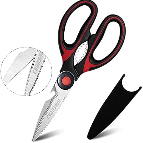 CHANSHIN Küchenschere,scharfe Schere für Küchenschere, Schere mit Abdeckung, Kochschere, Mehrzweck-Küchenschere für Huhn, Fisch, Geflügel Cover