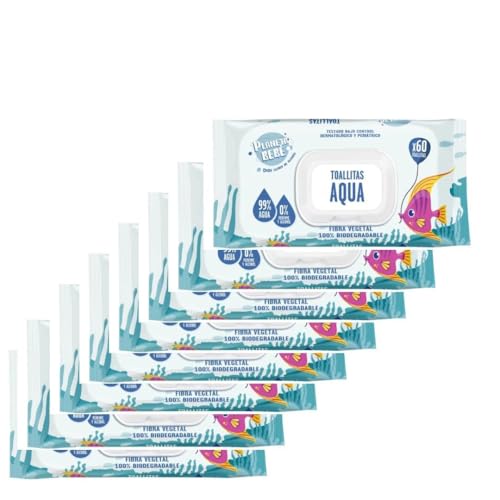 Toallitas Pure Aqua para Bebé – 8 Paquetes de 60 Unidades (480 Toallitas) | 99% Agua | Sin Alcohol ni Perfume | Fórmula Dermatológicamente Probada