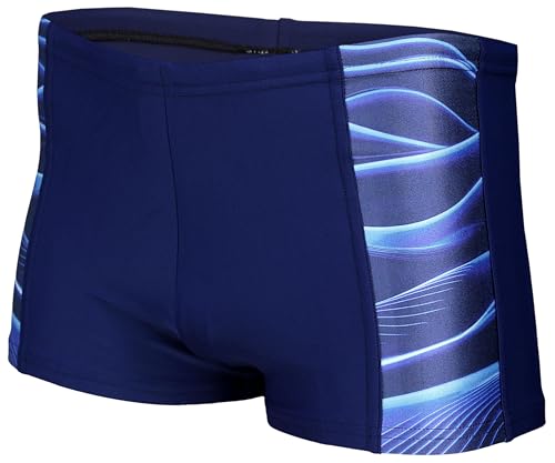 Aquarti Bañador con Rayas en los Laterales para Hombre, 11307 Azul Oscuro/Azul, 8XL