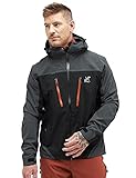 RevolutionRace Silence Proshell Jacket, Herrenjacke, belüftete und wasserdichte Jacke für Wanderungen und andere Outdoor-Aktivitäten, Black/Rusty, S