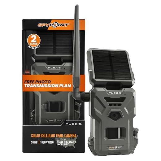 SPYPOINT Flex-S Solar Cellular Trail Camera, Integrated Solar Panel, On-Demand Capable, LTE Connectivity, 100-foot Flash/Detection Range, 0.3S Trigger Speed, Internal Battery, Optional Battery Backup