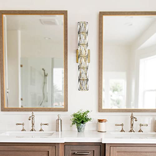 Samteen Crystal Wall Sconce 6-Light Wall Mounted Light Modern Gold Sconce Wall Light Fixtures Crystal Wall Lighting For Bathroom, Living Room, Bedroom, Hallway #TOP1