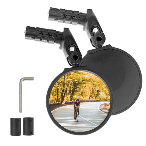 Arkham Bicycle Mirror for Handlebar E-bike, HD Glass Convex Lens Bicycle Rear View Mirror, 2 Pieces Safe Cycling Rear View Mirror