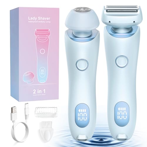 Livora Electric Shaver for Women, The Silk Glide Pro 3.0 Razor, Dusk Razor for Women, 2 in 1 Wet & Dry Painless Hair Removal with 2 Removable Heads for Bikini, Leg, Armpit, Body (Blue)