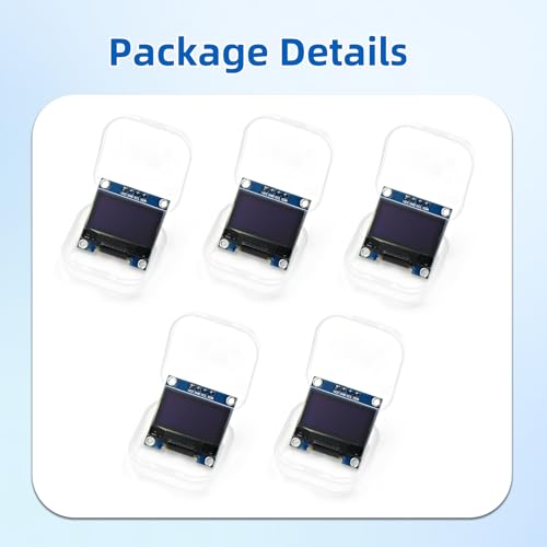 Image of 5 Pcs 0.96 Inch OLED Display Module, 128x64 Pixel SSD1306 Luminous I2C OLED Display Board Compatible with Arduino Raspberry Pi ESP32(Blue)