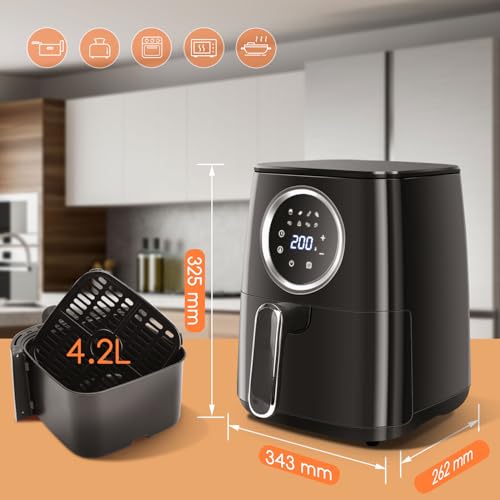 Aigostar Air Fryer 4L, Heißuftfritteuse XXL, Heissluft Fritteusen ohne Öl, 8 Menü, LED Touchscreen, 1500W, BPA-frei – Bild 6