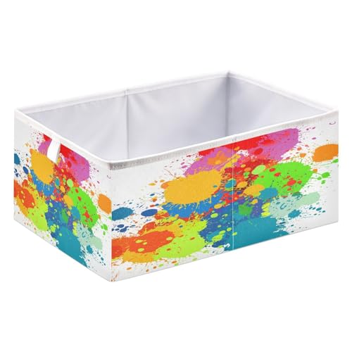 JUMBEAR Colored Lacquer Painting Storage Bin,Foldable Storage Basket Toy Storage Box for Home Organizing Shelf Closet Bins,40x27x17cm