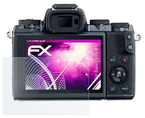 atFoliX Plastic Glass Protective Film compatible with Canon EOS M5 Glass Protector, 9H Hybrid-Glass FX Glass Screen Protector of plastic