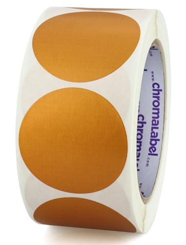 ChromaLabel 2 Inch Round Label Permanent Color Code Dot Stickers, 500 Labels per Roll, Metallic Bronze