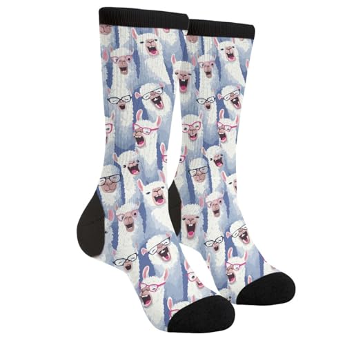 GJLNTRF Laughing Llama Socks Funny Novelty Socks Casual Athletic Crazy Crew Socks For Women Men