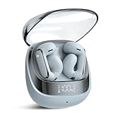 Clip On Ear buds, Open Ear Headphones, Bluetooth 5.4 HiFi Stereo Clip Earbuds, 42H, LED Display Wireless EarBuds, Comfortable Lightweight, IP7 Waterproof Earphones, Earbud for Workout Running, Blue