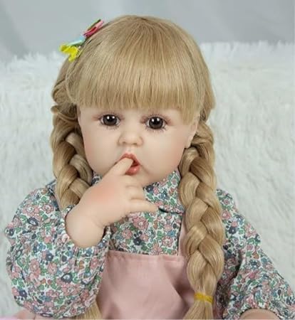 KIDLOOP Reborn Baby Dolls Girl, 22" Beautiful Lifelike Doll Full Body Vinyl Silicone with Long Hair for Kids, Realistic Newborn Baby Doll with Feeding Toy for Birthday Christmas (B0DCZ1G9LB) Amazon Price History, Amazon Price Tracker