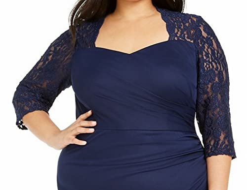 Image of Alex Evenings Womens Plus Size Long Sleeve Sweetheart Neckline Dress
