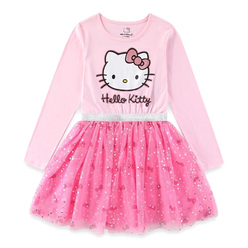Hello Kitty Sanrio Girls Long Sleeve Tulle Dress for Toddler and Big Kids