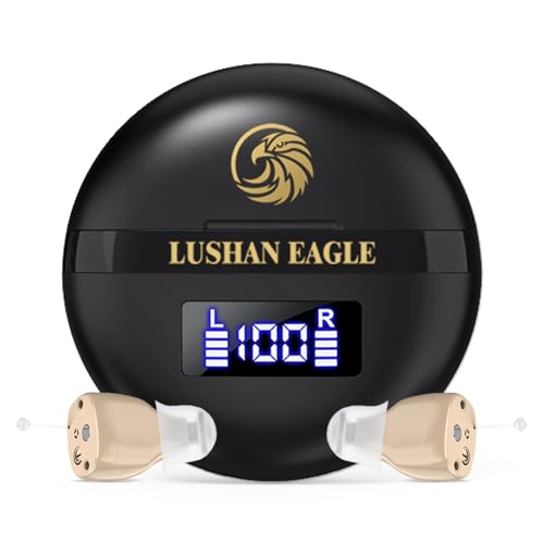 LUSHAN EAGLE Auriculares amplificados amplificador de sonido recargable mini portátil (Negro)