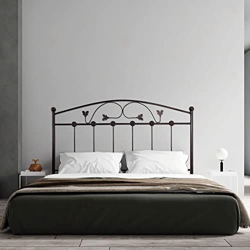 El Herrero Cabecero de Forja Manchego | Cabezal para Cama de Matrimonio e Individual | Producto Artesanal de España Negro con Pátina Marrón, para Cama de 150 (157cm)