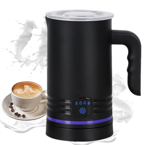 Milchaufschäumer Elektrisch, Milk Frother für Milchschaum warm & kalt, 4 in 1 Automatischer Milchbehälter Anti-Rutsch Design, Kompakt-Milchaufschäumer für Kaffee, Cappuccino,Latte (Stil BSchwarz)