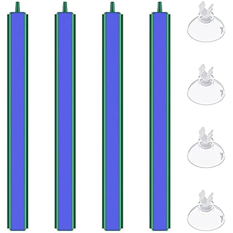 Pawfly 20 cm Air Stone Bar Bubble Diffuser with 4 Suction Cups Blue Bubble Release Tool for Air Pumps Fish Tanks Aquariums and Hydroponics, 4 Pack Cover
