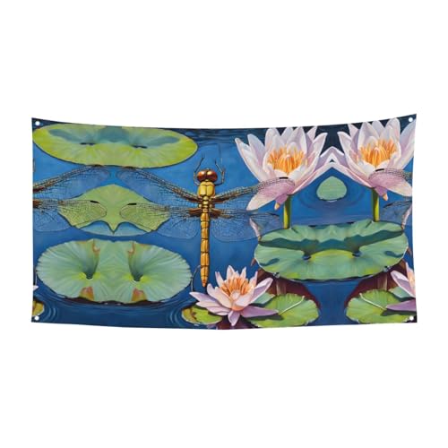 MINDBBDFJ Dragonfly Painting Print Banners And Signs For Outdoor/Indoor,Personalized Banner Customizable Parties Halloween Banner (180x90cm)