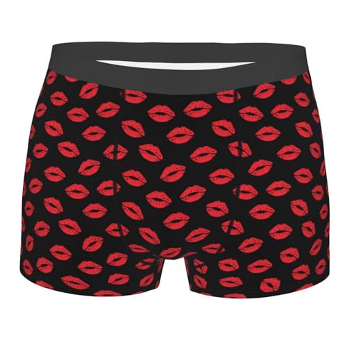 Sexy Red Lips Kiss Print Underwear For Men Comfy Cozy Holiday Boxer Briefs